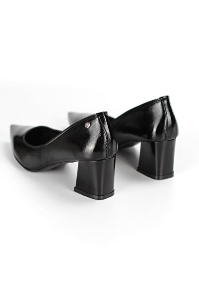 Gökhan Talay Zaneta Flexible Soft Non-Slip Sole (4 cm) Women's Thick Heel Black Patent Leather Shoes