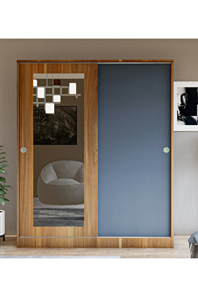 Metalia GM 341 ZAMBAK 2 KAPAKLI SÜRGÜLÜ TEK ÇEKMECELİ AYNALI GARDIROP