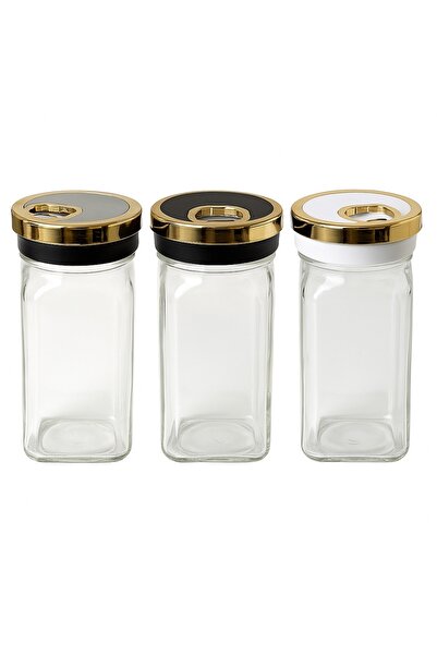 PUFO Set of 3 Ellegant glass containers for salt, pepper and spices, 11 cm - practical and elegant