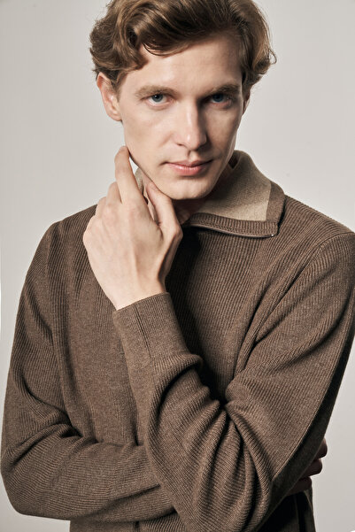 İmza Mink Zippered Half Fisherman Long Sleeve Pocketless Comfort Fit Casual Cotton Knitwear Sweater 1012255204