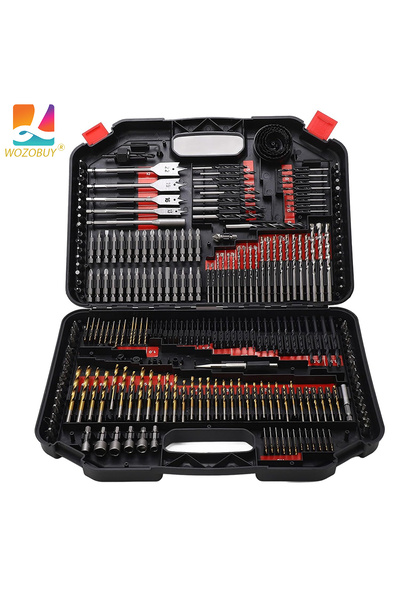 Choice مجموعة أدوات مكونة من 246 قطعة من بتات HSS باللون الأحمر، أداة فتح ثقوب النجارة، مثقاب ملتوٍ، مثقاب أسمنتي