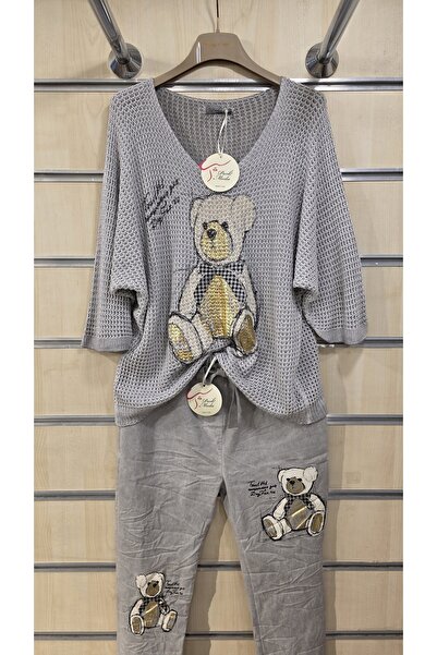 Park Moda Μοτίβο αρκουδάκι σε ιταλική μπλούζα Mercerized