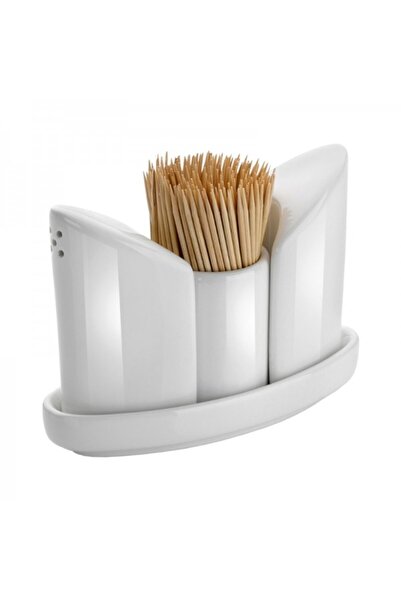 HENDI 3-piece spice set with porcelain stand, Modern White