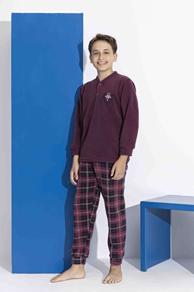 MEBA Erkek Baba-Oğul Önden İki Düğmeli Wellsoft Polar Pijama Takımı