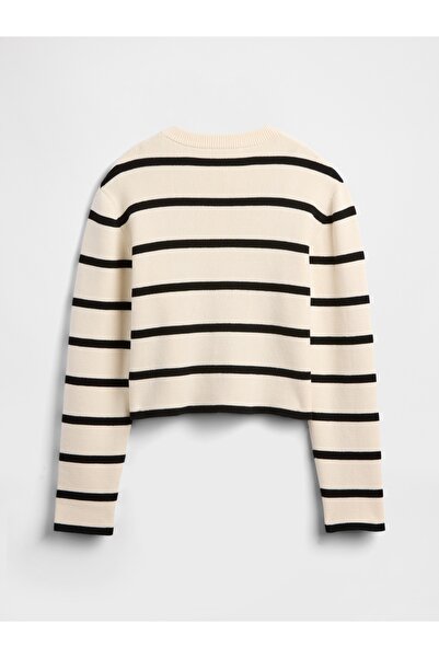 GAP Kız Çocuk Krem Relaxed Çizgili Kazak