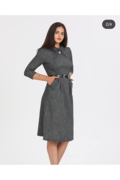 FUNDA Fashion Kadın önden detylı koldan manşetli elbise