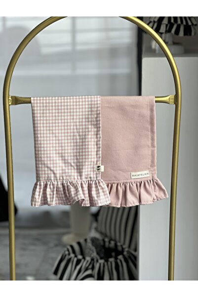 KaiAtelier Rosy 2Li Keten Fırfırlı Kurulama Bezleri