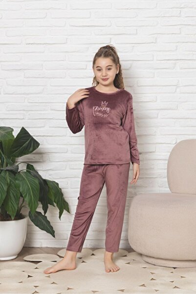Asel Children's Lycra Soft Velvet Fabric Long Sleeve Pajama Set