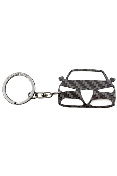 BlackStuff Carbon Fiber Keychain Keyring Ring Holder Compatible with Stelvio BS-874