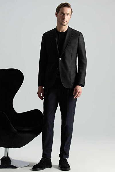 Hemington Pamuk Kaşmir Karışım Siyah Relax Chino Pantolon