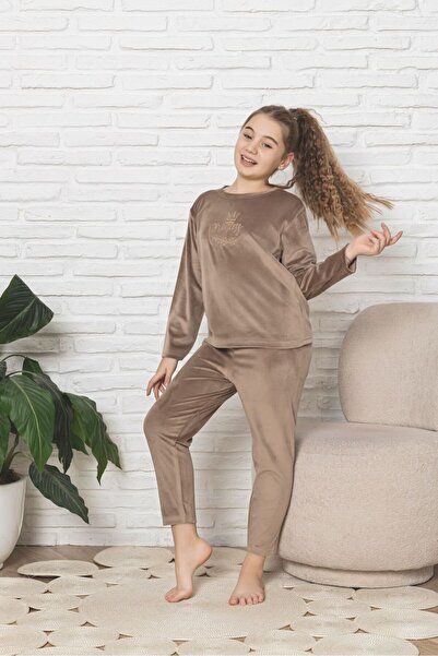 Asel Children's Lycra Soft Velvet Fabric Long Sleeve Pajama Set