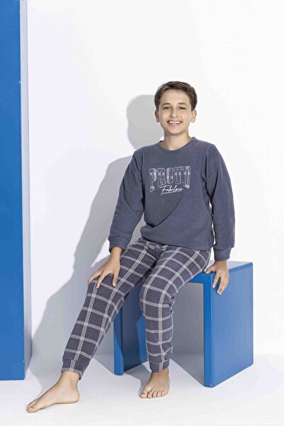 MEBA Erkek Baba-Oğul Önden İki Düğmeli Wellsoft Polar Pijama Takımı
