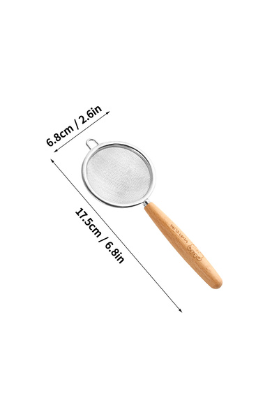 WORTHBUY S Flour Sieve Stainless Steel Fine Mesh Strainer Wooden Handle Residue Filter Spoon Coland.
