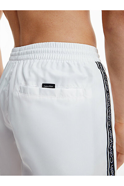 Calvin Klein Men's Lace-Up Swim Shorts – Logo Stripe