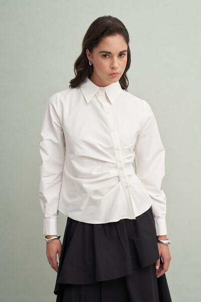 VESNA Büzgü Detaylı Kısa Gömlek