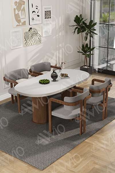 AVVİO White Serisi Bohem Ayak 4'lü Tokyo Metal Demonte Sandalye 80x140 Masa S...