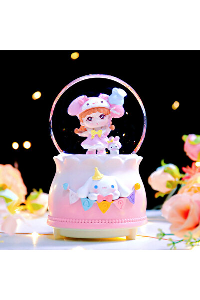 Livava Sevimli Kız Büyük Boy Kar Küresi Işıklı, Müzikli, Püskürtmeli, Pembe, ...