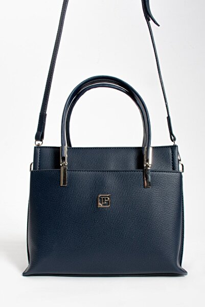 Just Polo 5 Compartment Plain Leather Medium Size Women's Shoulder Bag 5026 Navy Blue Color