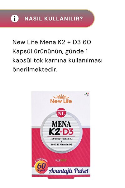 New Life Mena K2+D3 60 Capsules 3 Pieces