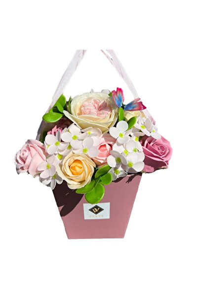 velve Cosulet Prinsess cu hortensii si trandafiri de sapun, crem/alb/roz, roz aprins-roz pal