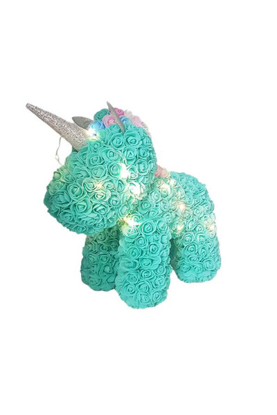 velve Unicorn Floral turcoaz din Trandafiri de spuma 40 cm, ambalat in cutie,...