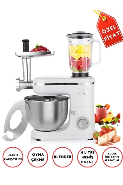 teknotrust Çok işlevli 6L Kıyma, Smoothie, Hamur ve Püre Makinesi, Beyaz