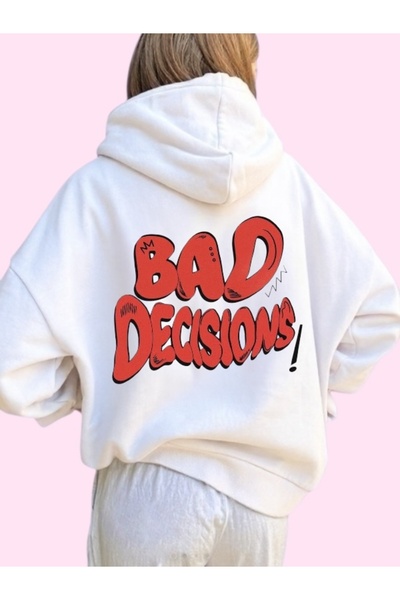 ArtYus Unisex Bad Decisions Colorful Custom Printed Cotton Oversize Hooded Sweatshirt