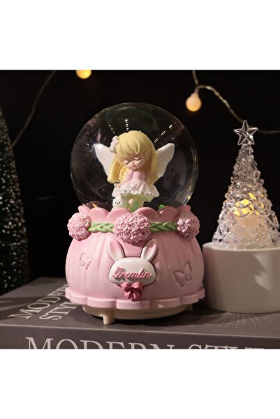 Livava Masum Kız Büyük Boy Kar Küresi Işıklı, Müzikli, Püskürtmeli, Pembe, 16X12
