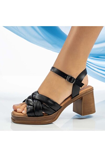 BMoD Sandale negre de damă cu toc și platformă MOD13888