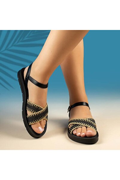 Modlet.ro Women's black low-sole sandals MOD13894