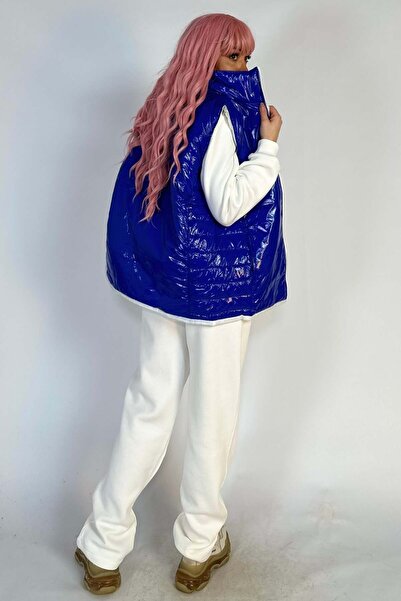 WildFashion Compleu casual alcatuit din vesta cu material lucios si trening fashion OVERSIZE V622-441