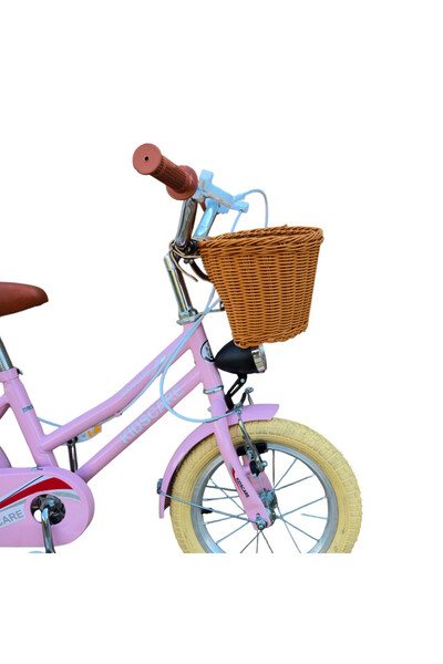 KidsCare Kids’ Bicycle 2–4 Years HappyGirl Pink 12-Inch – with Training Wheels,