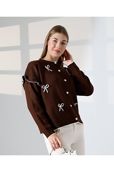 MODA Κορδόνια με λεπτομέρεια φιόγκου, βολάν, πλεκτό, φούστα, τοπ, κροπ ζακέτα