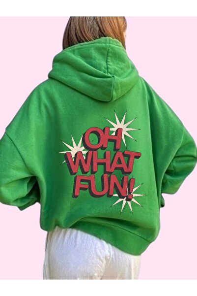 ArtYus Unisex Oh What Fun Colorful Custom Printed Cotton Oversize Hooded Sweatshirt