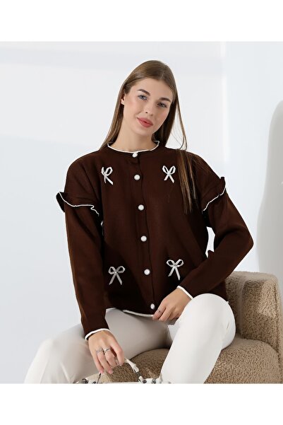 MODA Κορδόνια με λεπτομέρεια φιόγκου, βολάν, πλεκτό, φούστα, τοπ, κροπ ζακέτα