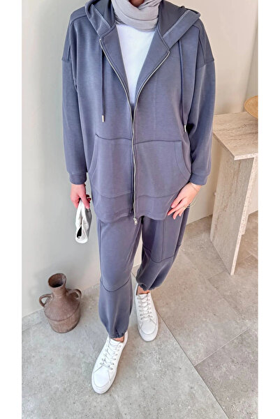 DEFNECE BUTİK Wrist Elastic Sports Suit - Gray