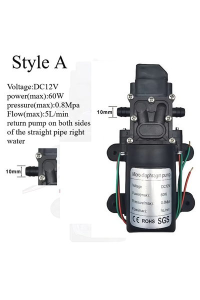 Choice CN Type A New 60W Quarter DC12V Self-priming Spray Pump Pressure Increase Return Diaphragm Pump Pres