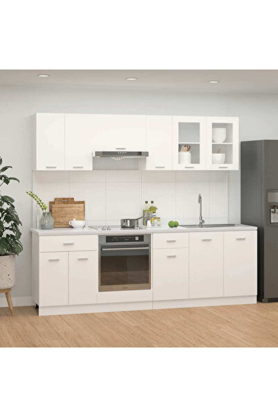 Tdesigno Persephone Hazır Mutfak Dolabı-Çok Amaçlı Dolap 230 cm Beyaz Ve Beya...