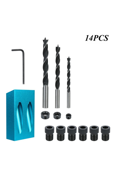 Choice 14 قطعة 7/14/15 قطعة 15 درجة جيب ثقب مجموعة أدوات دليل حفر ثقب النجارة محدد ثقب