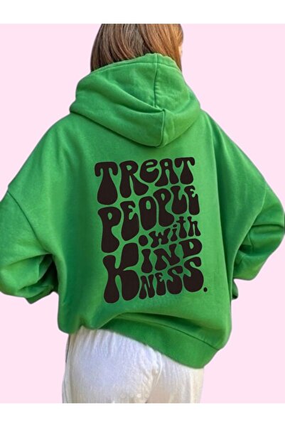 ArtYus Unisex Treat People Colorful Custom Printed Cotton Oversize Hooded Sweatshirt
