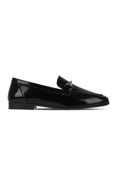 Lal Shoes & Bags Sasha Women's Genuine Leather Buckle Detailed Stitched Ballerina Shoes B4188-R.Black