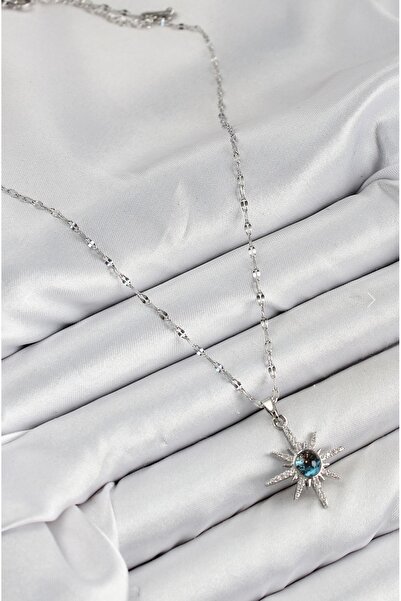 İnci Çelik Zirkon Taşlı Kutup Yıldızı Model Kadın Kolye