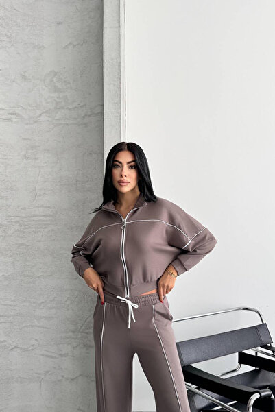 Neşeli Butik σετ αθλητικής φόρμας με ρίγες από ύφασμα NBTG106