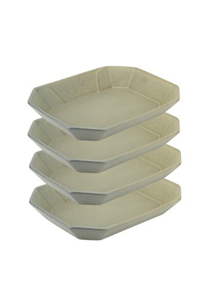 Culinaro Set of 4 ceramic serving plates STREET FOOD OLIVE, 22.3x17.3xh3.6cm