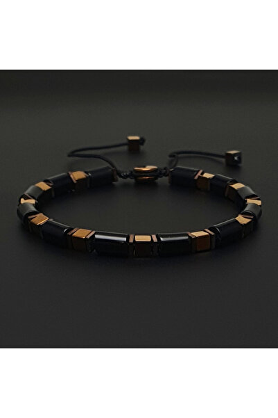 Seven Art Jewelry Natural Stone Set, Copper Hematite and Black Agate Stone Bracelet Necklace Set