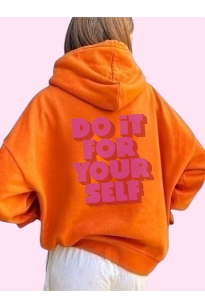 ArtYus Unisex Do It for Yourself Colorful Custom Printed Cotton Oversize Hooded Sweatshirt