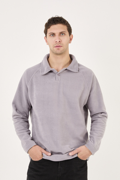 No Way Ανδρικό φούτερ με κουμπιά Polo Paka Fleece με κανονική εφαρμογή