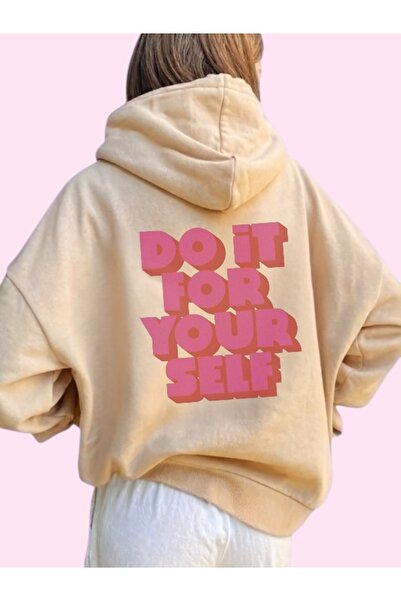 ArtYus Unisex Do It for Yourself Colorful Custom Printed Cotton Oversize Hooded Sweatshirt