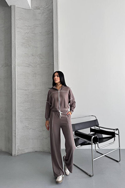 Neşeli Butik σετ αθλητικής φόρμας με ρίγες από ύφασμα NBTG106