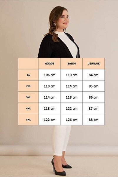 FOR ESRA BIG TREND Kadın Büyük Beden İnce Şerit Detay Çift Cep Yan Yırtmaç Esnek Viskon Hırka